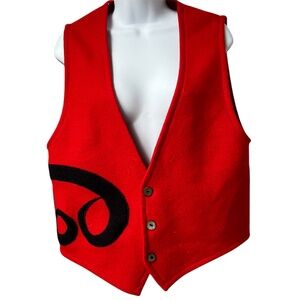 Vest by Karl Harris Design Stolo Nation Canada Red & Black Wool 3 Button Size M